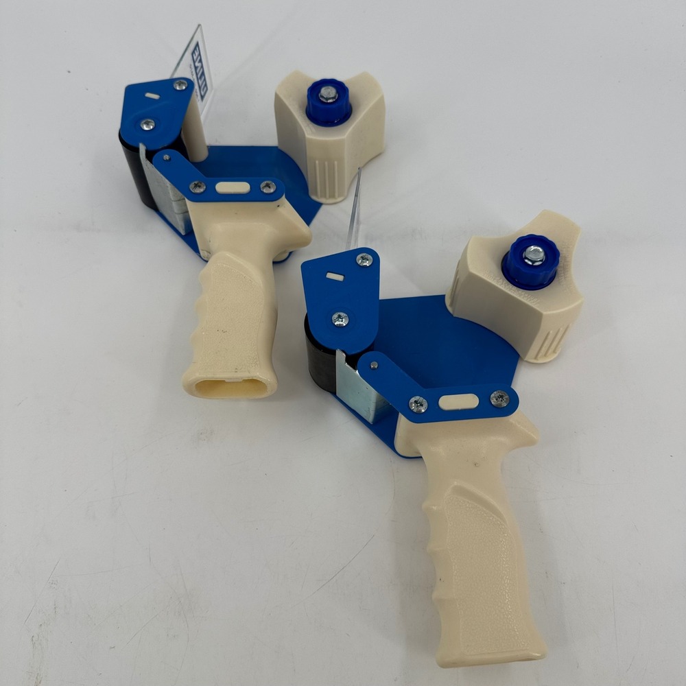 Lot of 2 Uline 2 Inch Industrial Side Loading Tape Dispensers Blue Cream H-150